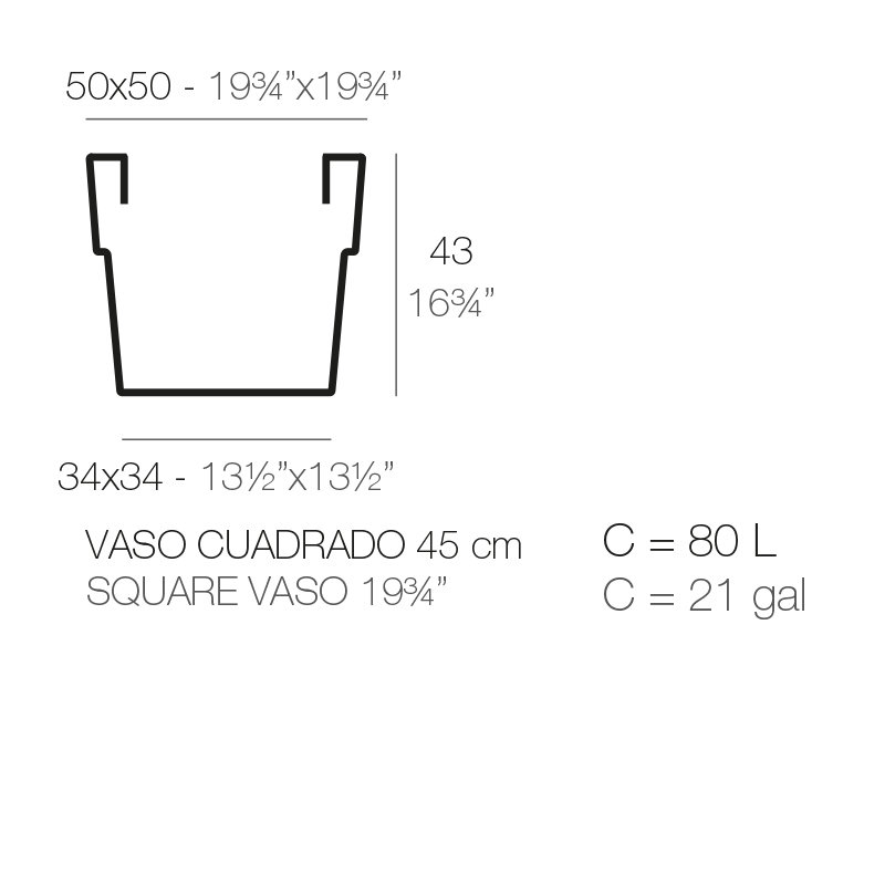 Vaso Resin Pot Planter, Ecru, 16.75" H x 19.75" W x 19.75" D