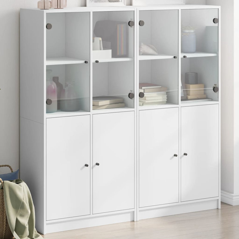 Matana Standard Bookcase, White, 142cm H x 136cm W x 37cm D