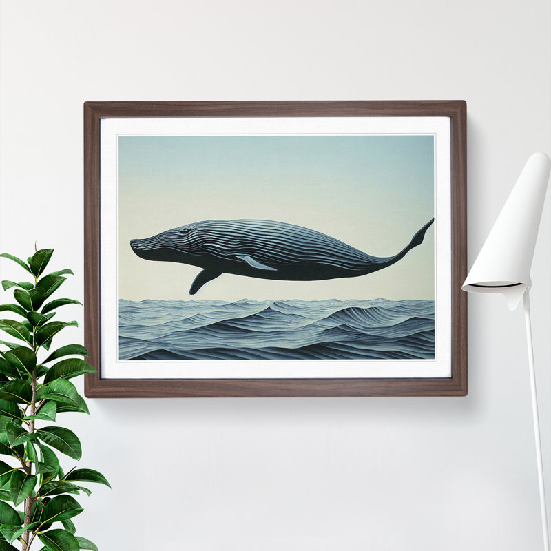 Modern Whale - Framed Print, 34cm H x 46cm W, Walnut Framed