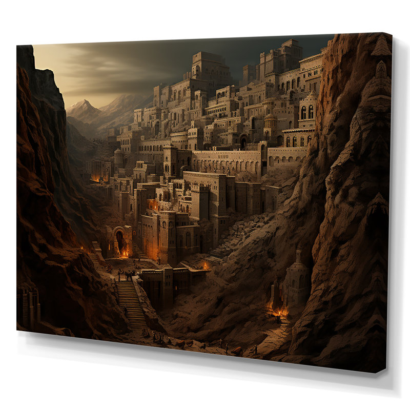 «Abstract Judaism Masada Fortress Mystery II», reproduction sur toile, Toile tendue, H 34 po x l 44 po x P 1,5 po