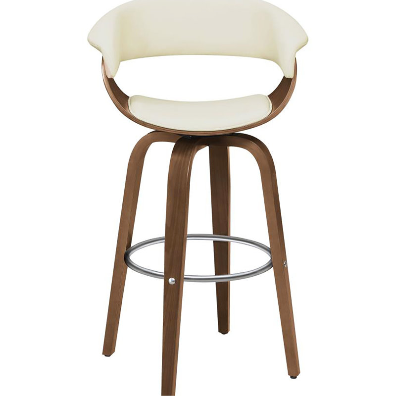 Tabouret de bar pivotant de style Mid-Century avec composants en noyer et métal