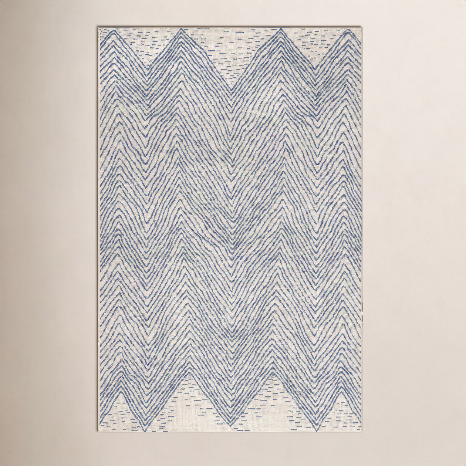 Finchley Blue Ivory Outdoor Chevron Rug, Rectangle 7'6" x 10'9"