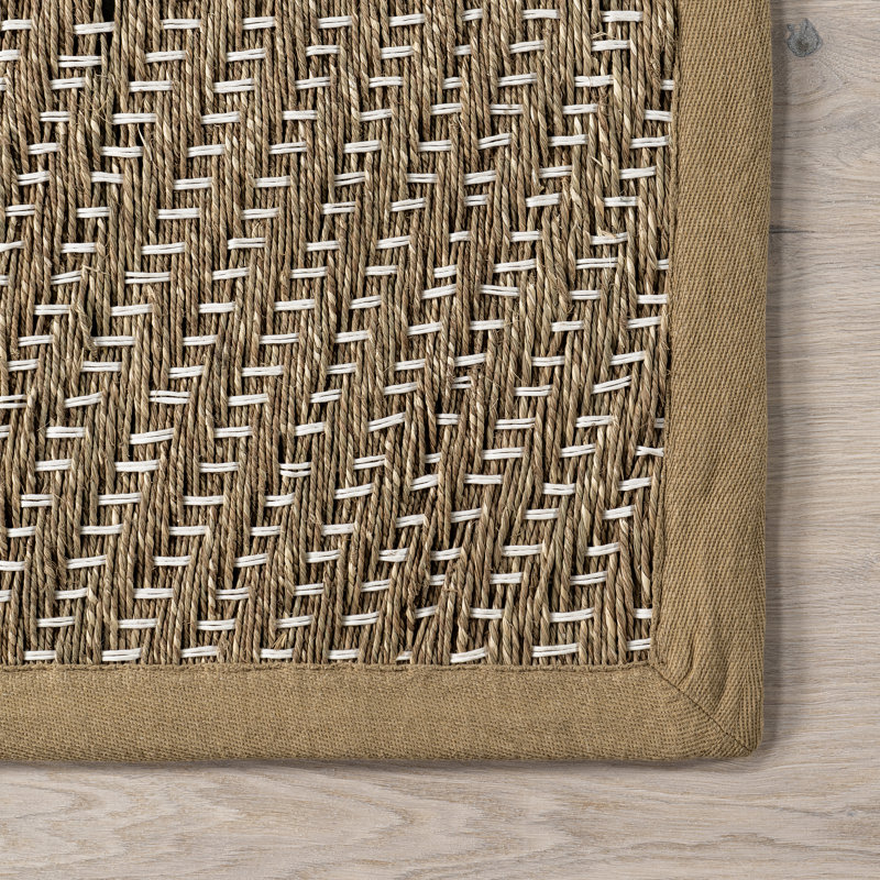 Meara Geometric Striped Seagrass Area Rug, Rectangle 4' x 6'