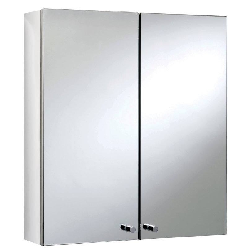 Carra 450mm W 500mm H Surface Frameless Medicine Cabinet Mirror 1 Fixed, Stainless Steel