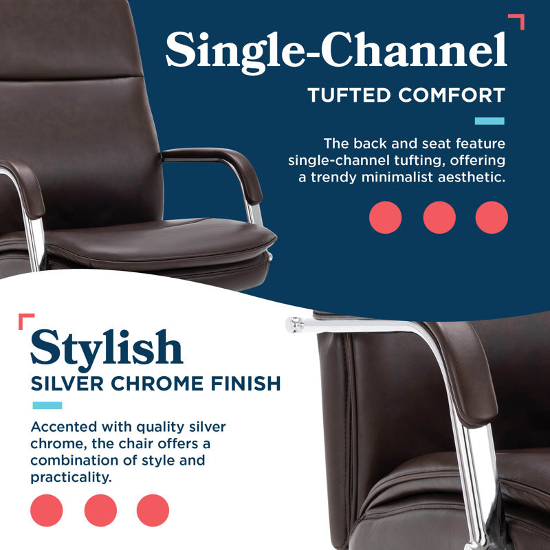Opus Leather Swivel Executive Office Chair, Black, Chrome