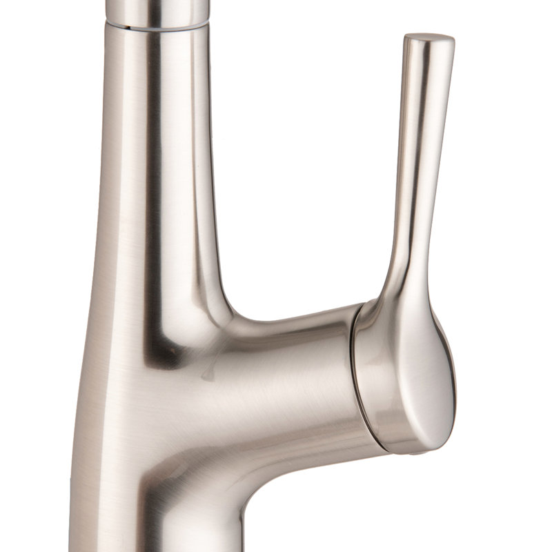 Brushed Nickel Finish Single Handle Pull Down Kitchen Faucet, Rust , High Arc Swivel Spout For Washing And Cleaning, Easy - Clean Nozzles, Quality Brass Body, Kitchens, 7.99" Height Sink Faucet In