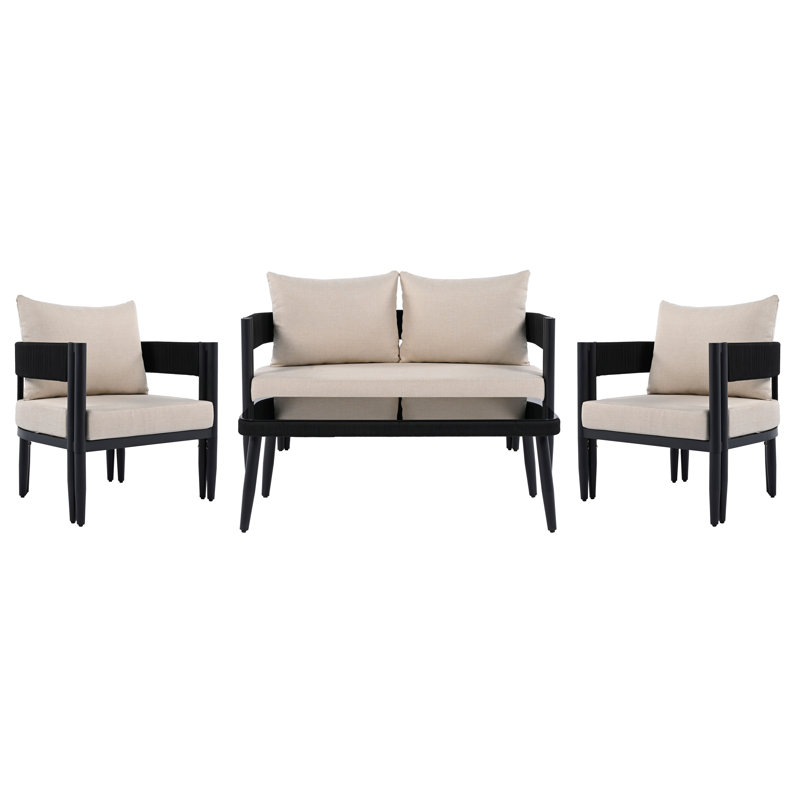 Viola 4 Piece Conversation Set, Taupe