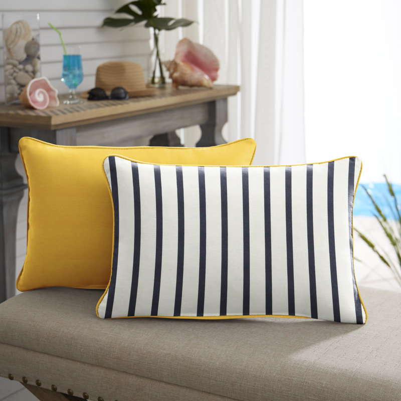  Outdoor Rectangle Pillow Cover & Insert, 14" x 24", Yellow