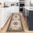 Washable Area Rug, Vintage Medallion Low Pile Non Slip Foldable Indoor Carpet, TPR Backing, Natural Tone, 2'x6'-565426009-565426016