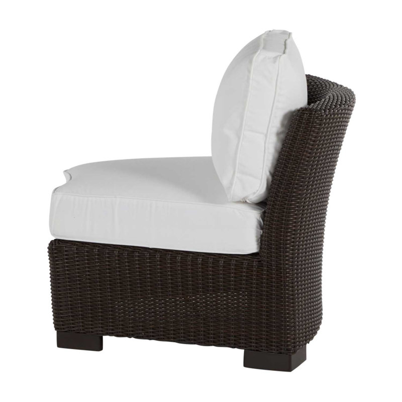 Club Woven Patio Chair with Cushions, Black Walnut, No Welt, Rollo Cream