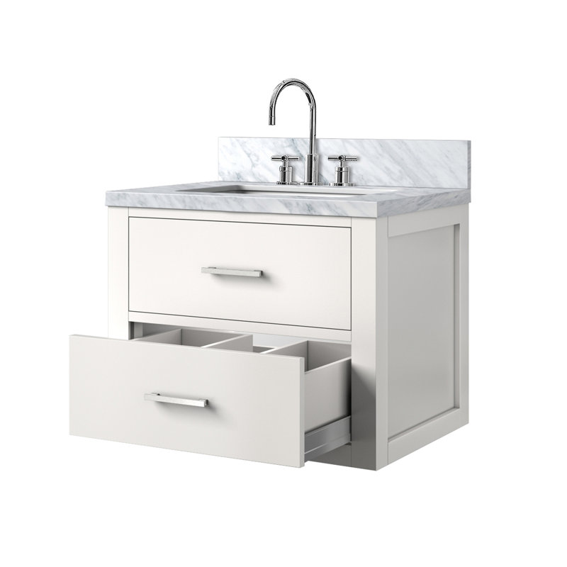 Ensemble de meuble-lavabo simple blanc l 24 po x P 18 po, plateau en acrylique et robinet