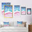 Abstrait océan rose et vagues bleues II - Peinture-282344803-282344802