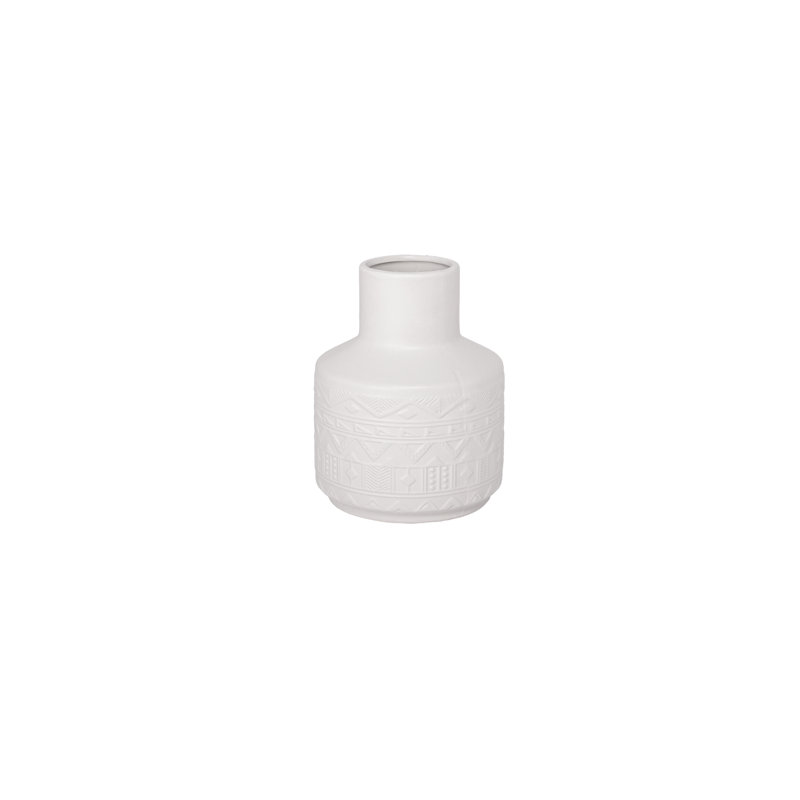 Ceramic Vase Matte Finish White-7.00"H