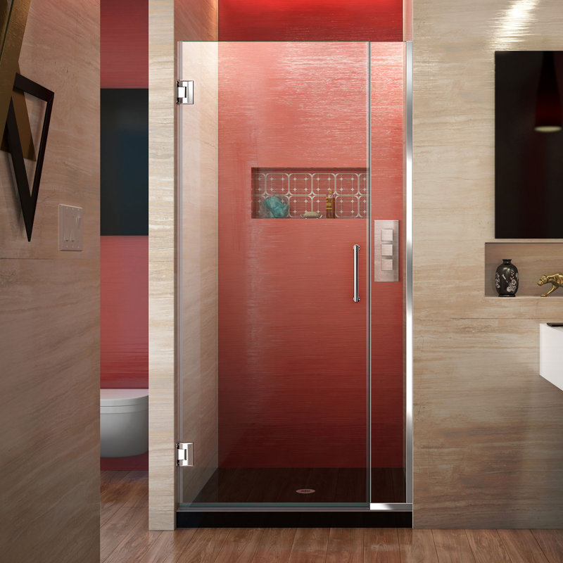 DreamLine Unidoor Plus 29,5 - l 30 po x H 72 po sans cadre porte de douche à charnière en chrome, Chrome chrome, 30"
