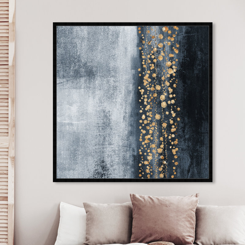 Down The River Abstract - Reproduction d'art graphique sur papier encadré, Cadre noir plat, H 14 po x l 14 po x P 0,5 po