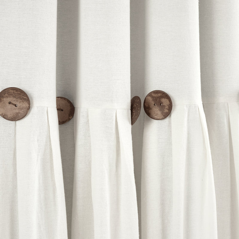 Rideau simple occultant et isolant en lin avec mélange de coton et passe-tringle, Blanc cassé