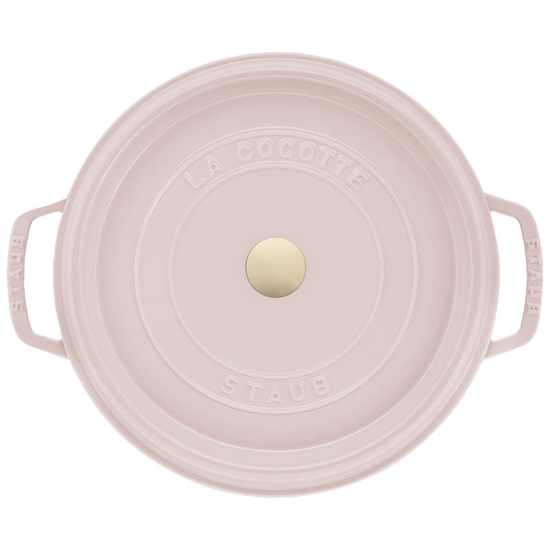 Staub Cast Iron Round Cocotte, Dutch Oven, 5.5-Quart, Serves 5-6, Made In France, Peony Pink, 7 quarts