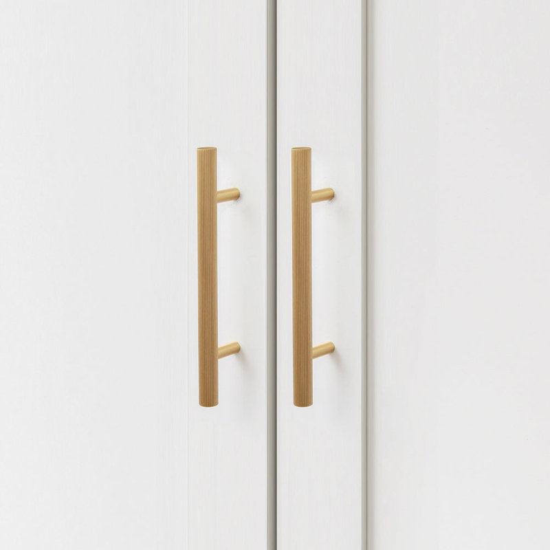 Poignée en laiton nervuré pour portes d'armoire et tiroirs The Aristocrat, longueur de 7,4 po