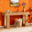 Console en bois, table d'appoint, table de salon rectangulaire derrière le canapé-1252886586