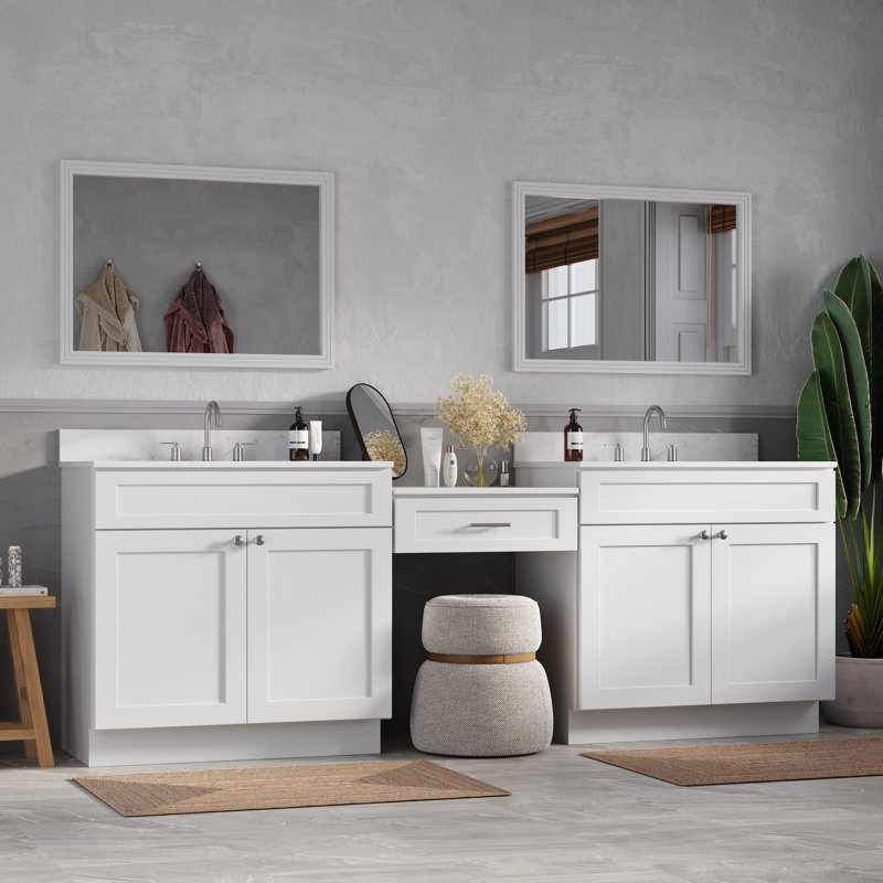 Ensemble de meuble-lavabo double 96 po Disar, Blanc