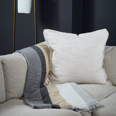 Macau Fringed Reversible Throw Pillow