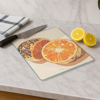 Durable Tempered Glass Cutting Board, 7.9 x 11.8 inches | 100% Antibacterial, Non-Slip Silicone Feet | Easy Clean Surface, Perfect for Food Prep & Kitchen Use, Not Dishwasher, Microwave, or Oven Safe