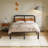Amylia Black Metal Platform Bed with 40-Inch Solid Wood Headboard, Underbed Storage, Noise-Free Support, No Box Spring Needed-2025536610-2015625704