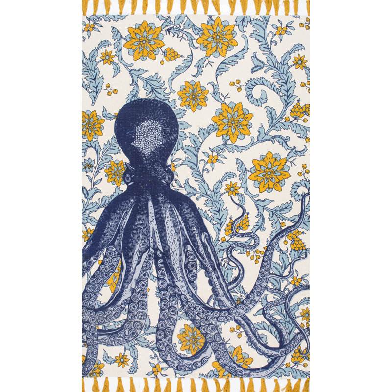 Tapis bleu / orange Thomas Paul, Rectangle 7 pi 6 po x 9 pi 6 po