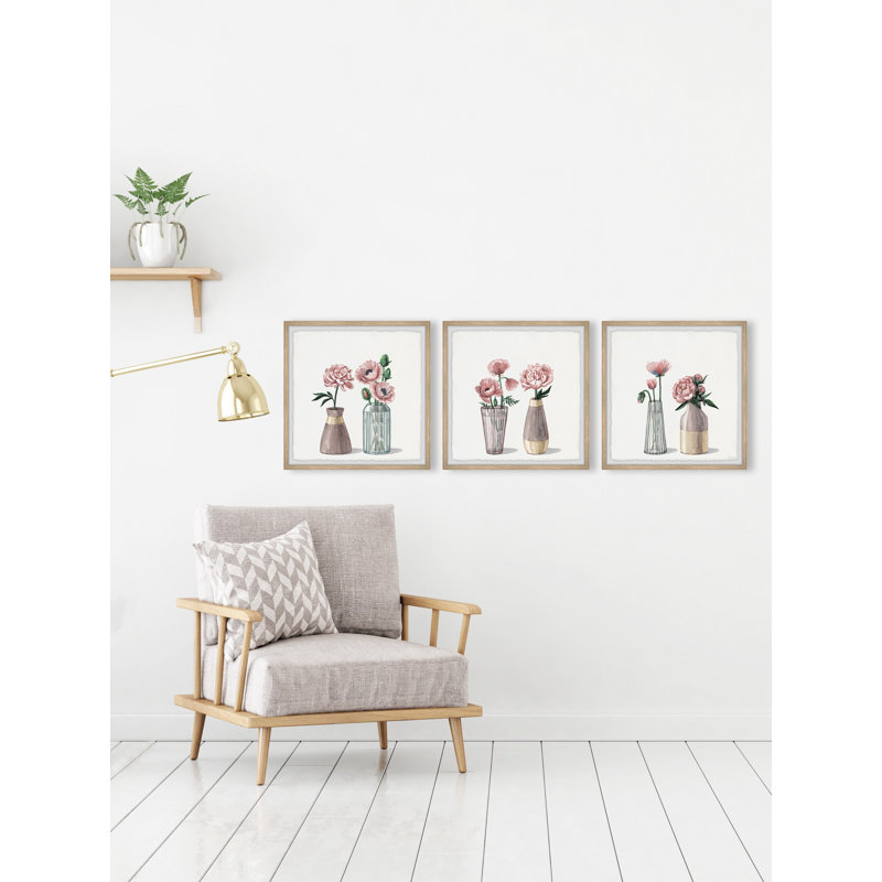 «I Picked Pe pivoines», ensemble de 3 cadres photo, L 24 po x H 24 po