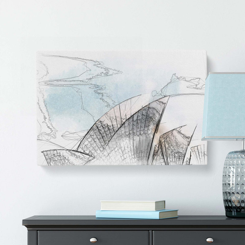 Sydney Opera House in Australia in Abstract - Wrapped Canvas Drawing - Wrapped Canvas, 35cm H x 50cm W x 3cm D