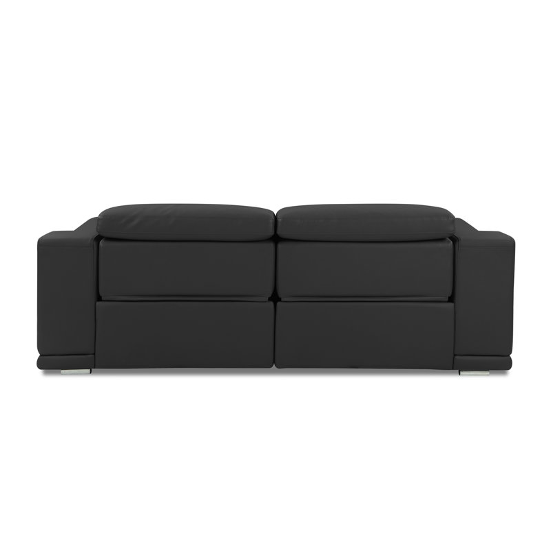 Canapé inclinable électrique en cuir italien véritable, Cuir gris foncé