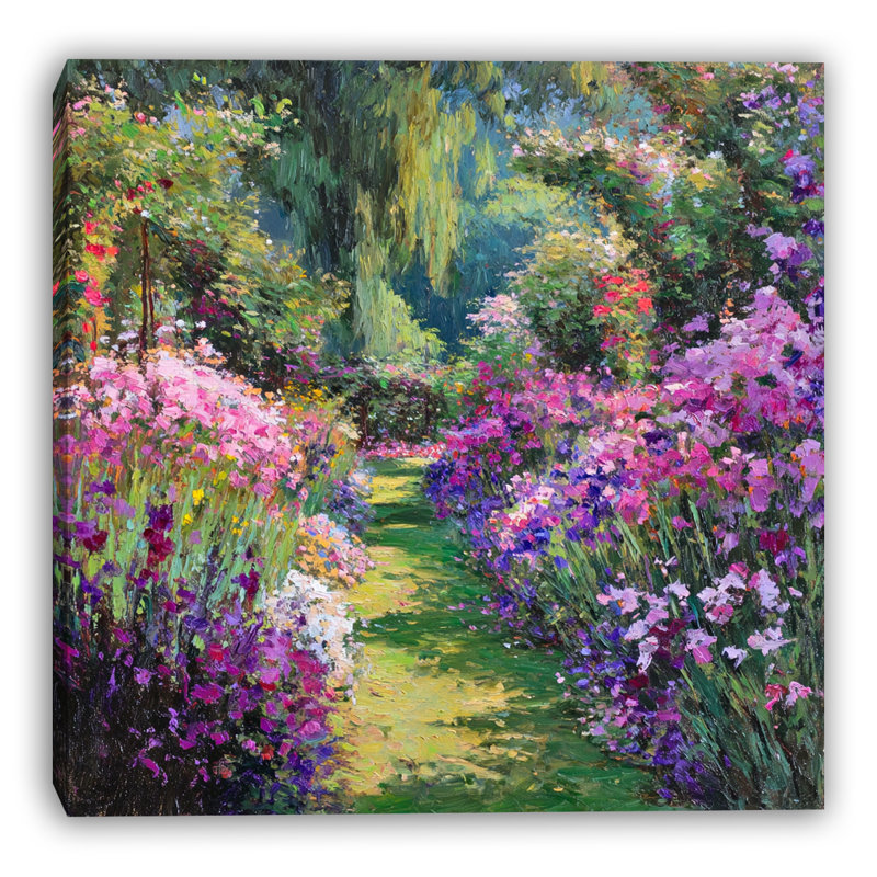 Impression sur toile impressionnant, "Jardin de fleurs", impression sur toile, 20"W x 20"H x 1.5"D