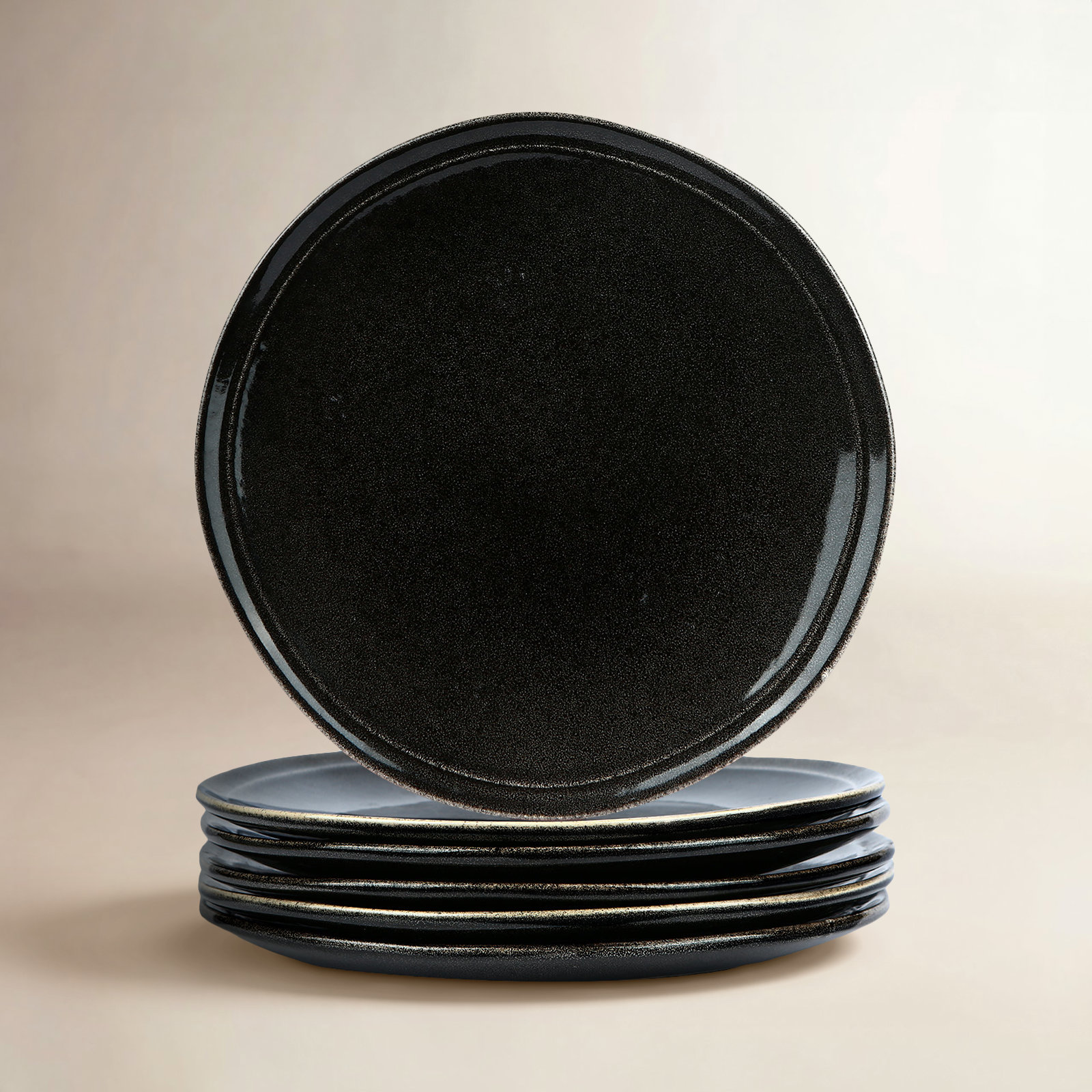 Granduca 10.5'' Stoneware Dinner Plate , Set of 6, Black