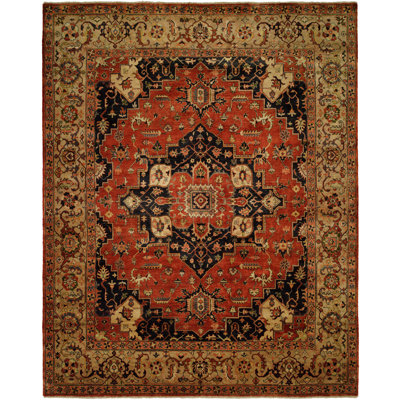 Maude Wool Oriental Area Rug in Rust/Ivory