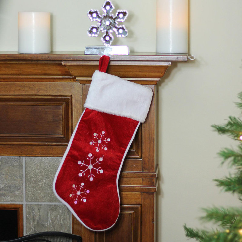 19" Red Velvet Christmas Stocking with White Faux Fur Cuff