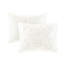 Housse de couette 3 pièces en chenille de coton blanche pour lit double / grand, avec boutons et attaches-120274539-120274540