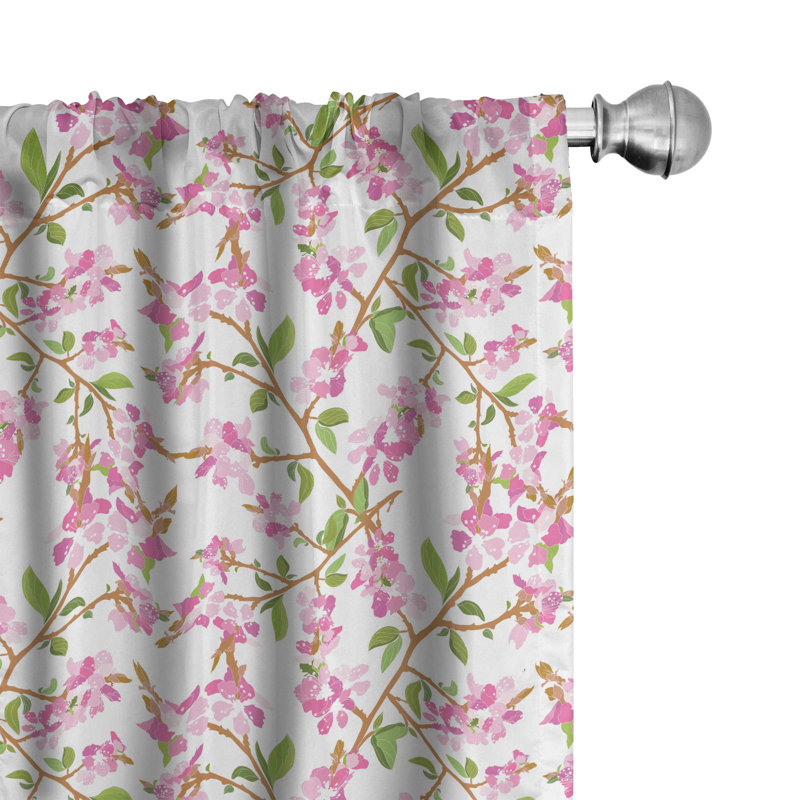 Cherry Blossom Floral Semi-Sheer Rod Pocket Sliding Panel, 28" x 95"