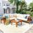 4-Piece Outdoor Acacia Wood Sofa Set Conversation Set-1884434520-1884434501