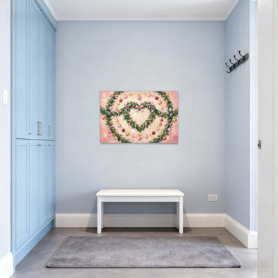 Christmas Heart Shaped Garland With Pink Ornaments