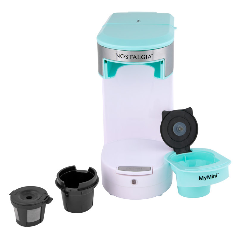 Aqua and White Single Serve Coffee Maker with Reusable Filter