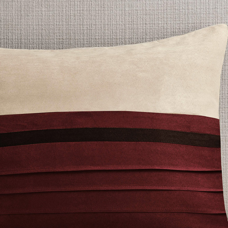 Édredon pour très grand lit 7 pièces - Faux suède rouge doux au toucher avec coussins décoratifs et 2 taies décoratives + jupe de lit en microsuède assorti à la machine