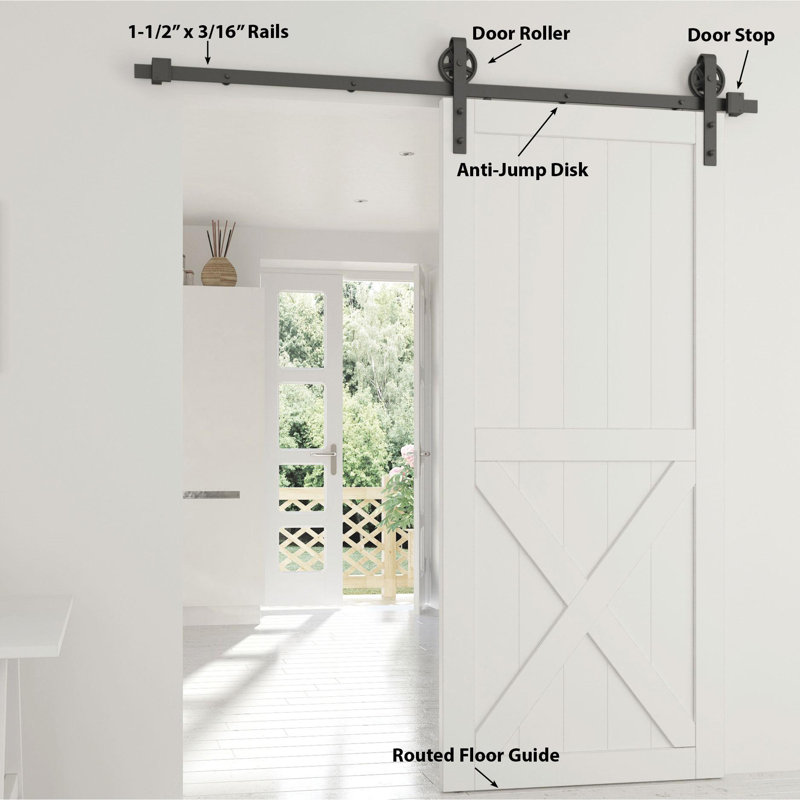 Satin Black Steel Barn Door Hardware Kit