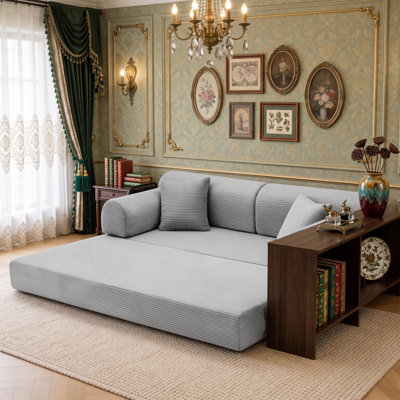 Bouclé Convertible Sleeper Sofa Bed with No Assembly Required, 4-in-1 Modular Floor Sofa