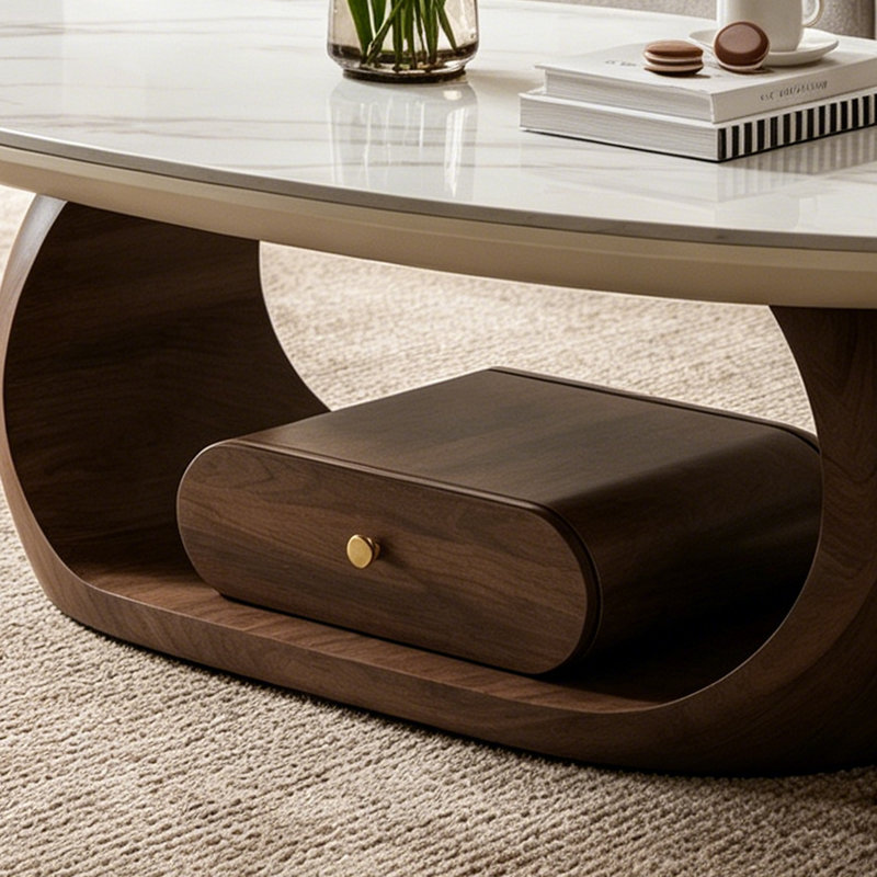 Table basse avec rangement Modern Rock, H 15,74 po x l 47,24 po x P 27,55 po, Gris / brun noisette