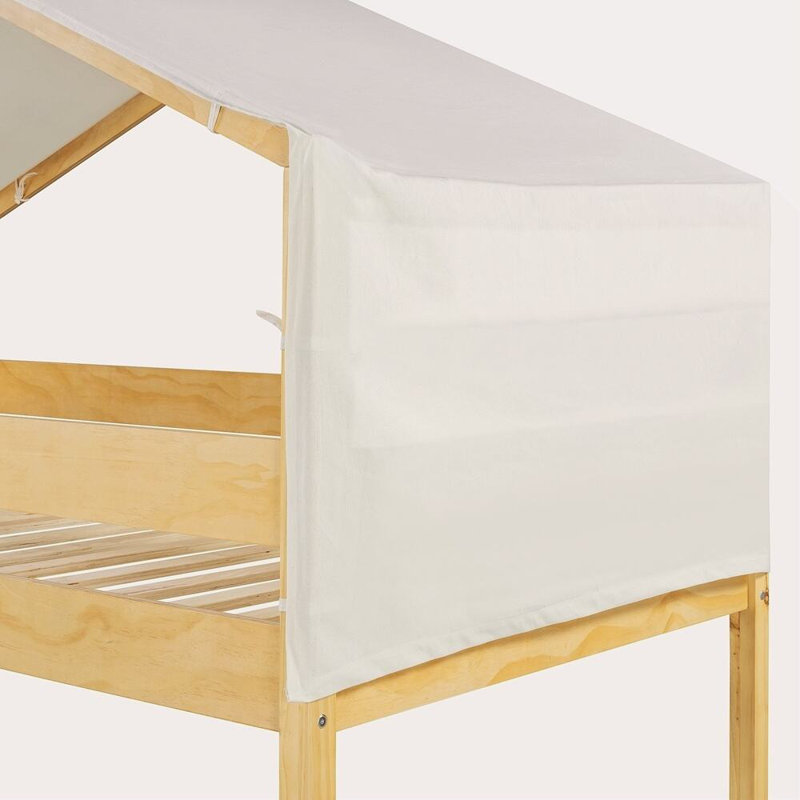 Lit superposé en bois avec tente Kitzie, Naturel