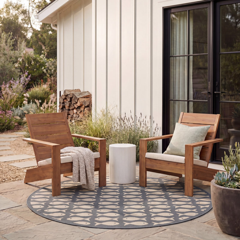 Annika Gray/Beige Indoor/Outdoor Area Rug, Round 5'3"