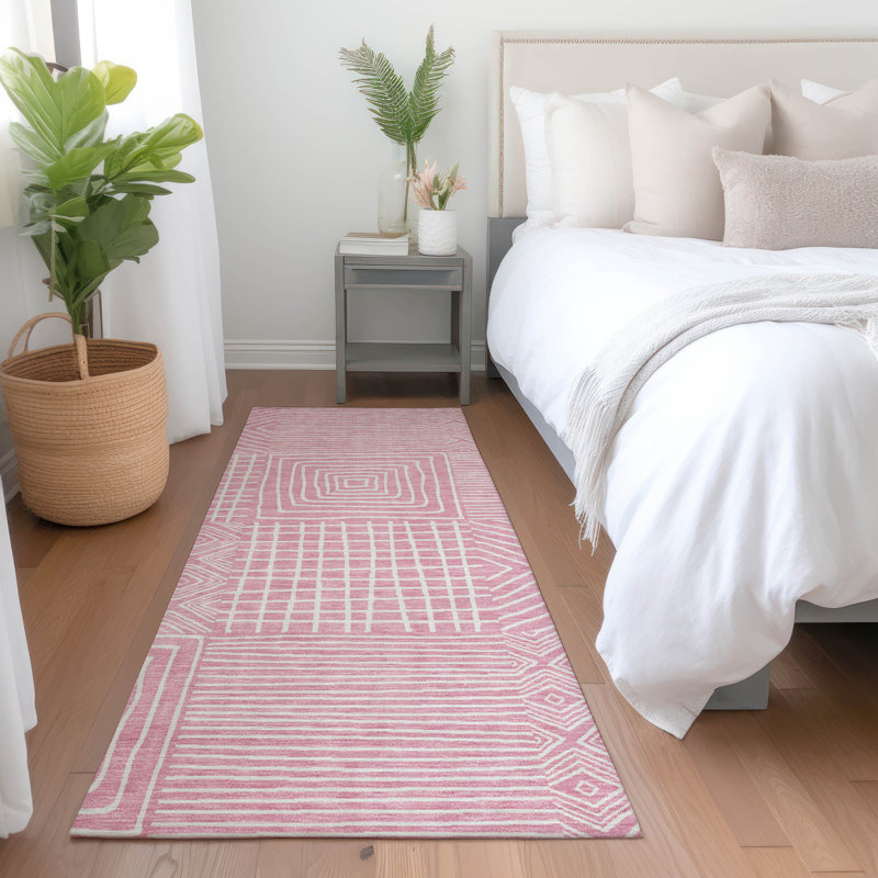 Tapis intérieur / extérieur rose Junia , 2'3" x 7'6"