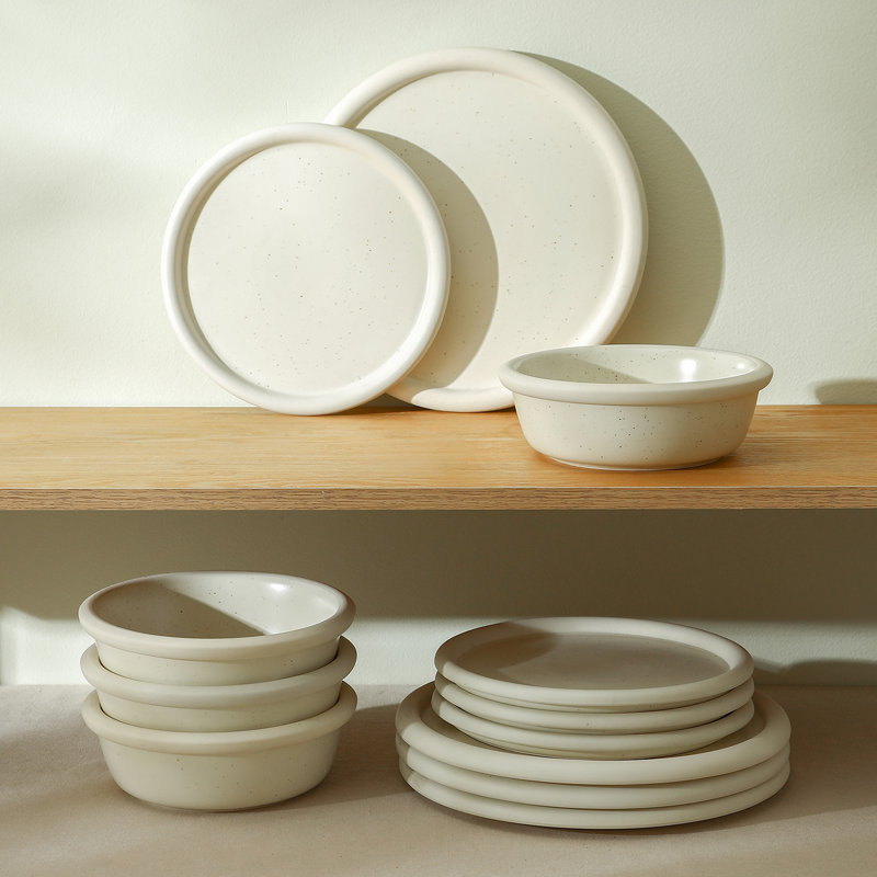 Stone Lain Capri 24-Piece Dinnerware Set Stoneware, White