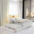 Ana-Lucia Platform Bed with LED Storage Headboard and Trundle, Three Drawers-1988656963