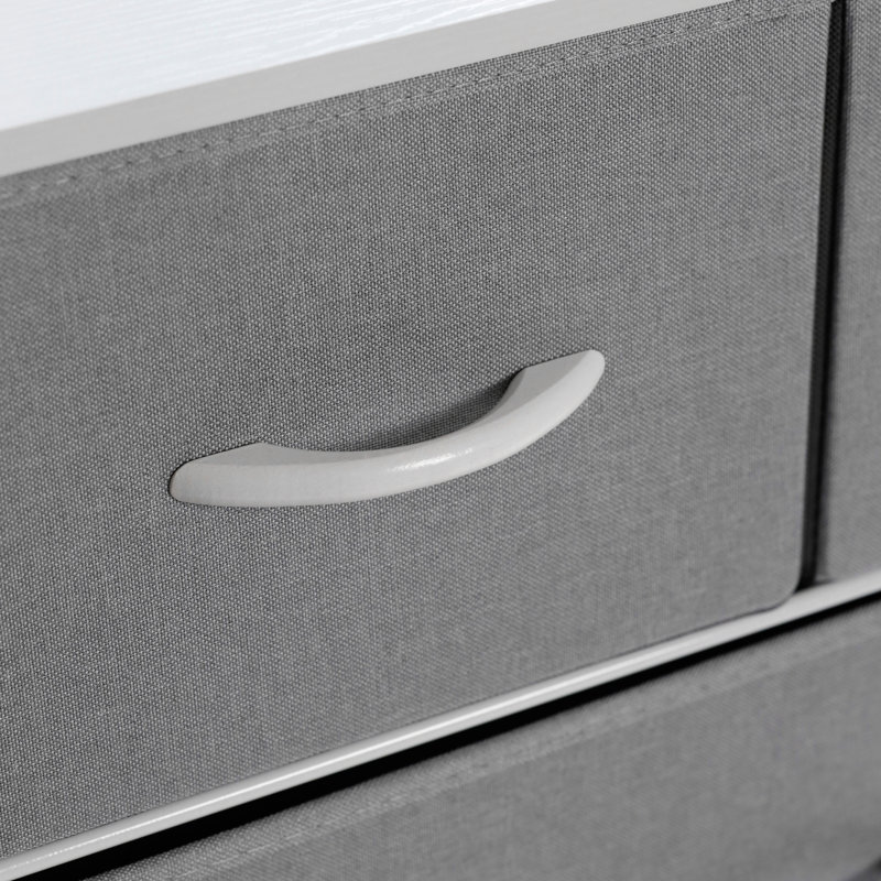 4 Fabric Drawer Nightstand With 2 USB Port And 1 Outlet Charging Station, Grey